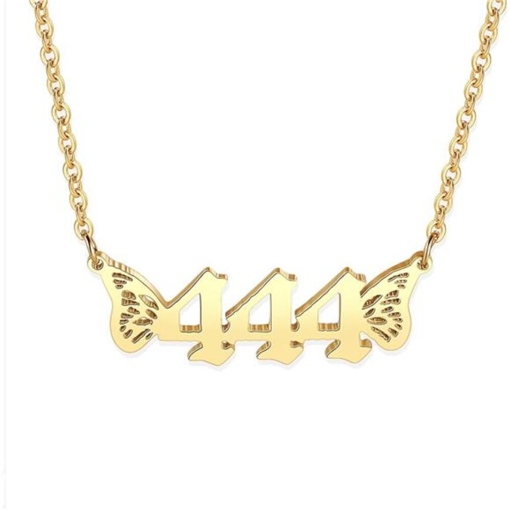 Angel Number Butterfly Necklace – 18K Gold Plated, Adjustable Chain
